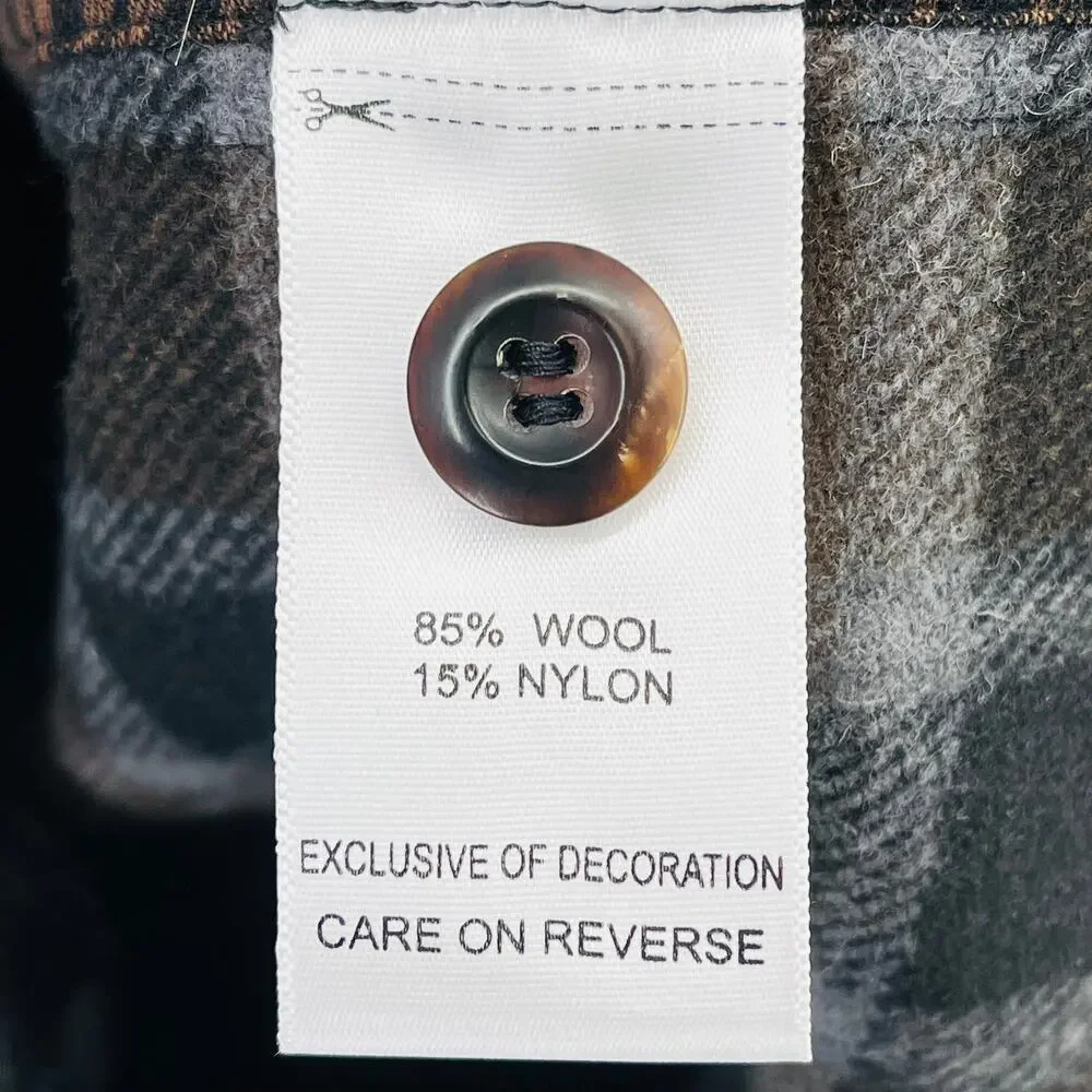 Billy Reid Mo Plaid Flannel Shirt Jacket Mens Sz XXL Brown Wool Blend Button Up